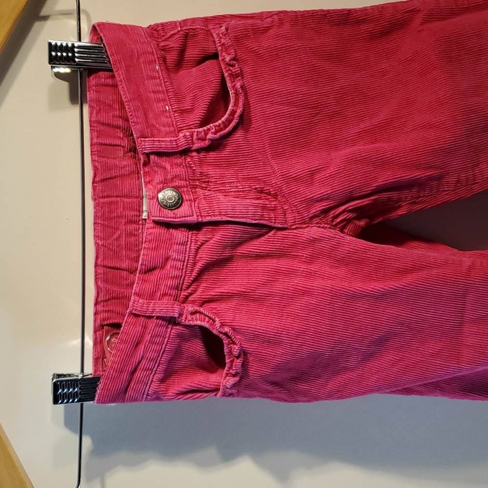 Corduroy pants with flower embroidery